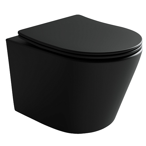 Унитаз Ceramica Nova CN6000MB Balearica Rimless подвесной, 36.5х49 см, глубокий смыв, с ультра тонкой крышкой-сиденьем, черный матовый Унитаз Ceramica Nova CN6000MB Balearica Rimless подвесной, 36.5х49 см, глубокий смыв, с ультра тонкой крышкой-сиденьем, черный матовый