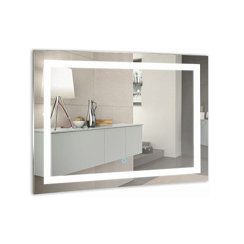 Зеркало Azario ФР-00000942 Ливия подвесное, с подсветкой, 80х60 см, белое купить недорого в интернет-магазине Керамос