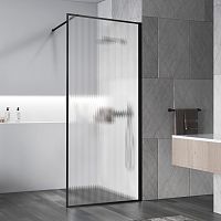 Душевая перегородка Vincea VSW-1HP90FLB Walk-In HP Art, 90х200 см, профиль черный матовый/стекло рифленое