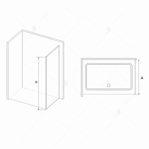 Боковая панель RGW 32220570-14 Stilvoll Z-05B, 195 см для душевой двери, профиль черный