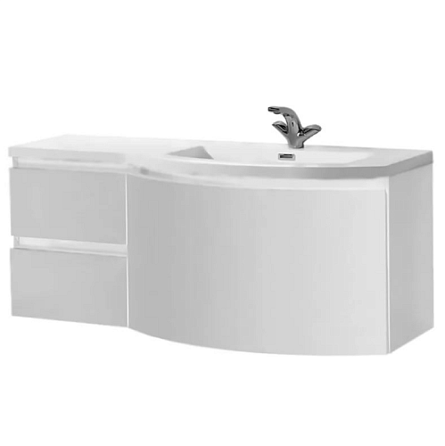 Тумба под раковину BelBagno PROSPERO подвесная с тремя выкатными ящиками, с доводчиками, правосторонняя PROSPERO-1200-3C-SO-BL-RIGHT Bianco Lucido, 120х48х48