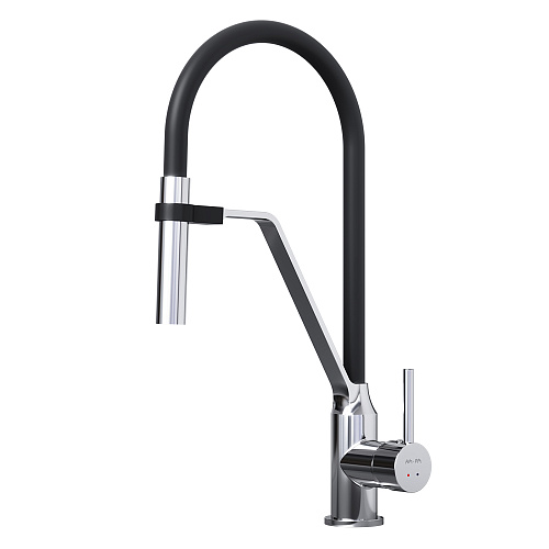 Смеситель AM.PM F8013000 Like S для кухни, с гибким изливом, хром/черный