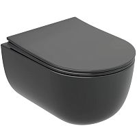 Унитаз Ceramica Nova CN6063MDH Modena Rimless подвесной, 35.5х49 см, глубокий смыв, с ультра тонкой крышкой-сиденьем, темный антрацит матовый Унитаз Ceramica Nova CN6063MDH Modena Rimless подвесной, 35.5х49 см, глубокий смыв, с ультра тонкой крышкой-сиденьем, темный антрацит матовый