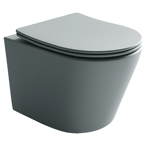 Унитаз Ceramica Nova CN6000MH Balearica Rimless подвесной, 36.5х49 см, глубокий смыв, с ультра тонкой крышкой-сиденьем, антрацит матовый