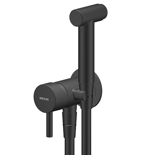 Гигиенический душ Sancos SC2001MB Atom со смесителем, черный матовый