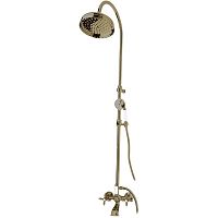 Душевая колонна Cezares LORD-CVD-02 со смесителем для ванны, верхним и ручным душем бронза, ручки бронза
