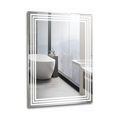 Зеркало Azario ФР-00001412 Спарта подвесное, с подсветкой, 60х80 см, белое купить недорого в интернет-магазине Керамос