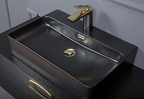 Раковина Керамика прямоугольная под смеситель черная Armadi Art Vallessi 875