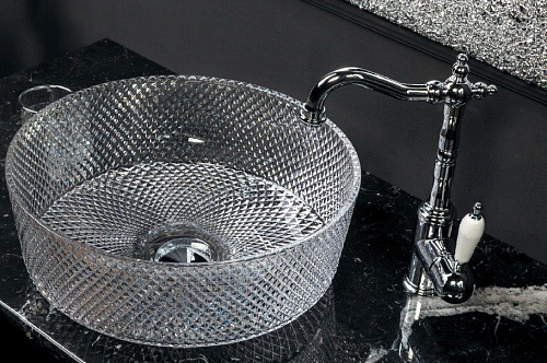 Раковина круглая хрустальная 39*12 см Armadi Art 817-S Серебро Раковина круглая хрустальная 39*12 см Armadi Art 817-S Серебро