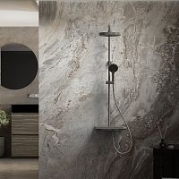 Душевая стойка Vincea VSFS-3I12TGM Inspire термостатическая с изливом, вороненая сталь Душевая стойка Vincea VSFS-3I12TGM Inspire термостатическая с изливом, вороненая сталь