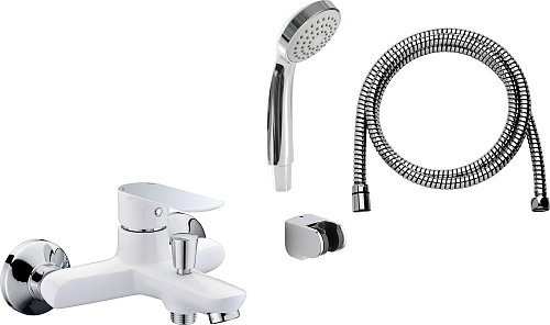 Смеситель Тритон Щ0000002376 Панама 16304W-D125 для ванны/душа, хром/белый Смеситель Тритон Щ0000002376 Панама 16304W-D125 для ванны/душа, хром/белый