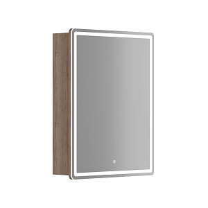 Зеркальный шкаф Sancos MI60EG Mirror для ванной комнаты 59х74 см, с LED подсветкой, дуб галифакс натуральный