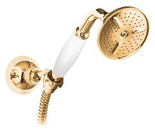Ручной душ Cezares DEF-03,24-Bi с гибким шлангом 150 см., золото, ручка белая