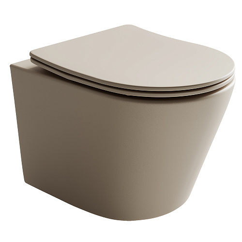 Унитаз Ceramica Nova CN6000MC Balearica Rimless подвесной, 36.5х49 см, глубокий смыв, с ультра тонкой крышкой-сиденьем, капучино матовый