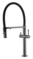 Смеситель для кухни Boheme UNO 115-SGM Shine Gun Metal c краном для питьевой воды