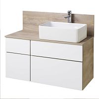 Акватон 1A2441K1MIX40 Набор: 1A244101MIX40 Тумба-умывальник Мишель 100 Дуб Эндгрейн/ 732700B000 Раковина Мила/ 1A253103MIX40 ЛВДСП