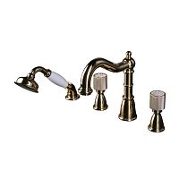 Cмеситель для умывальника на 4 отверстия BOHEME Royal Cristal 395-Royal/CRST black