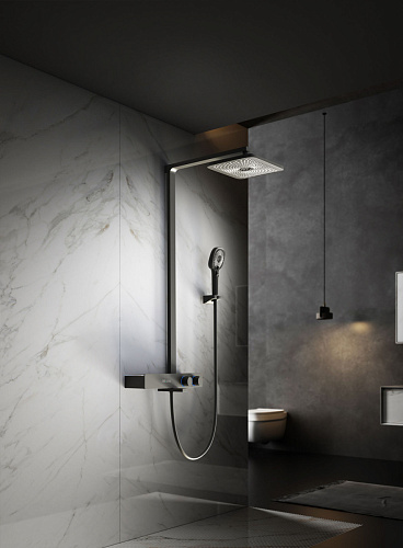 Душевая стойка Vincea VSFS-3I13TMB Inspire термостатическая с изливом, черный матовый