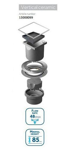 Душевой трап Pestan 13000099 Confluo Standard Vertical Ceramic, хром Душевой трап Pestan 13000099 Confluo Standard Vertical Ceramic, хром