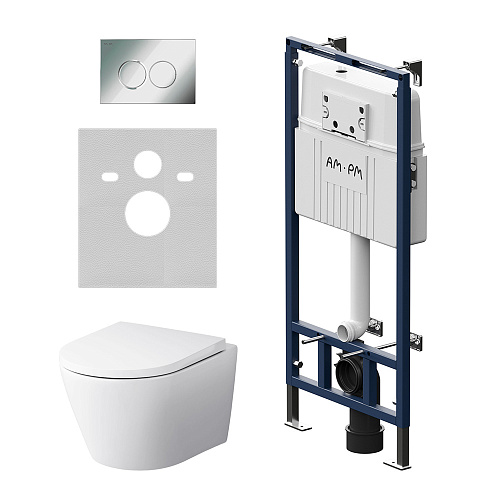 Комплект AM.PM IS100151.741701 Sense: Унитаз сиденье инсталляция кнопка Комплект AM.PM IS100151.741701 Sense: Унитаз сиденье инсталляция кнопка