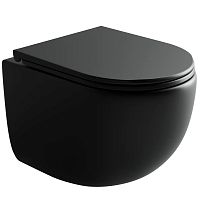 Унитаз Ceramica Nova CN4007MB UP Rimless подвесной, 36х49.5 см, с ультра тонкой крышкой-сиденьем, черный матовый Унитаз Ceramica Nova CN4007MB UP Rimless подвесной, 36х49.5 см, с ультра тонкой крышкой-сиденьем, черный матовый