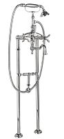 Смеситель Cezares NOSTALGIA-VDPS2-01-M для ванны, с ручным душем и поворотным изливом, хром,ручки металл