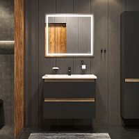 Комплект AM.PM BK85GQ X-Joy: мебель для ванной 80 см, со смесителем и аксессуарами, черный/белый