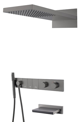 Встроенная душевая система 55х45х140 см Boheme ZODIAC 133-2-GM антрацит
