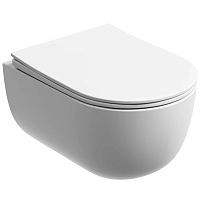 Унитаз Ceramica Nova CN6063MW Modena Rimless подвесной, 35.5х49 см, глубокий смыв, с ультра тонкой крышкой-сиденьем, белый матовый Унитаз Ceramica Nova CN6063MW Modena Rimless подвесной, 35.5х49 см, глубокий смыв, с ультра тонкой крышкой-сиденьем, белый матовый