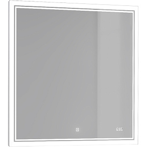 Зеркало Jorno Sli.02.77/W Slide 80х80 см, с подсветкой, сенсорным выключателем и часами
