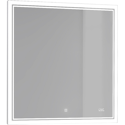 Зеркало Jorno Sli.02.77/W Slide 80х80 см, с подсветкой, сенсорным выключателем и часами купить недорого в интернет-магазине Керамос
