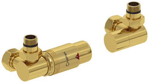 Терморегулятор Сунержа 03-1421-0000 автоматический 3D, левый, G 1/2" НР х G 3/4" НГ (набор), золото