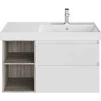 Тумба Kerama Marazzi CUB.90Rh\WHT.M Cubo под раковину подвесная 90х47 см, правая, белый матовый/древесный Тумба Kerama Marazzi CUB.90Rh\WHT.M Cubo под раковину подвесная 90х47 см, правая, белый матовый/древесный