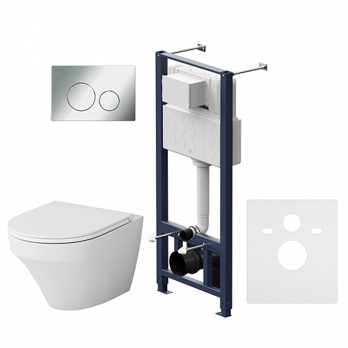 Инсталляция AM.PM IS49051.501700 Inspire с клавишей Pro L, глянцевый хром + подвесной унитаз FlashClean + сиденье-микролифт Инсталляция AM.PM IS49051.501700 Inspire с клавишей Pro L, глянцевый хром + подвесной унитаз FlashClean + сиденье-микролифт