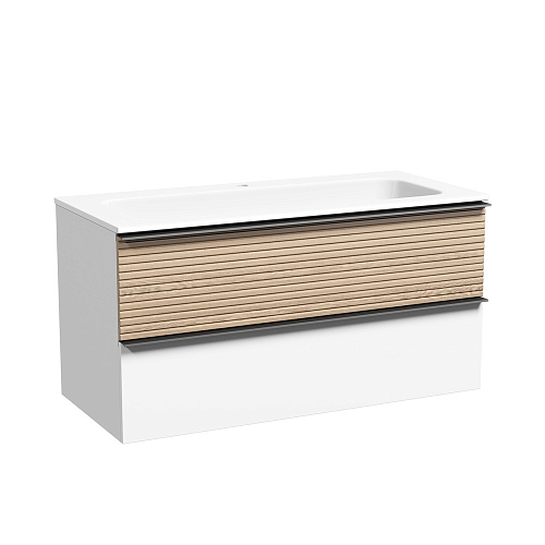 Тумба Sancos DL100W Delta под раковину 99.5х44.5 см, подвесная, дуб светлый/белый купить недорого в интернет-магазине Керамос Тумба Sancos DL100W Delta под раковину 99.5х44.5 см, подвесная, дуб светлый/белый купить недорого в интернет-магазине Керамос