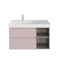 Тумба Kerama Marazzi CU.90Lh\MAL Cubo под раковину подвесная 90х47 см, левая, мальва матовый/древесный Тумба Kerama Marazzi CU.90Lh\MAL Cubo под раковину подвесная 90х47 см, левая, мальва матовый/древесный