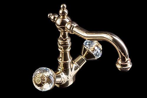 Смеситель Boheme 292-FL Flora для умывальника, высокий, золото