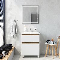 Комплект AM.PM BK85GL X-Joy: мебель для ванной 65 см, со смесителем для раковины и аксессуарами, белый/хром/серебро