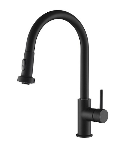 Смеситель Timo 2316,03FL Saona для кухни, с выдвижной лейкой, черный матовый