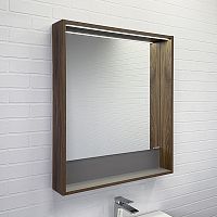 Зеркальный шкаф Comforty 00-00005791 Томари 70х80 см, с подсветкой, дуб темно-коричневый