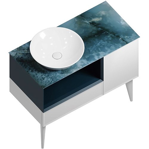 Тумба Kerama Marazzi CO.97\GEN Cono под раковину подвесная 95х48 см, левая, Дженциана/синий/белый матовый купить недорого в интернет-магазине Керамос Тумба Kerama Marazzi CO.97\GEN Cono под раковину подвесная 95х48 см, левая, Дженциана/синий/белый матовый купить недорого в интернет-магазине Керамос