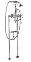 Смеситель Cezares NOSTALGIA-VDPS-01-M для ванны, с ручным душем, напольный, хром,ручки металл