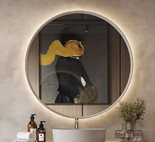 Зеркало Creavit RY1085.01.MGR Rayas подвесное 85х85 см, серый матовый