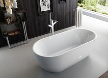 BelBagno BB70-1700-800-NM/NM Отдельностоящая, овальная акриловая ванна в комплекте со сливом-переливом цвета хром(черный матовый внутри) цвет:черный матовый