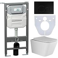 Сет 4 в 1 Ceramica Nova CN3007_1001B_1000: унитаз подвесной Metric Rimless + система инсталляции Envision + кнопка смыва Round, черный матовый Сет 4 в 1 Ceramica Nova CN3007_1001B_1000: унитаз подвесной Metric Rimless + система инсталляции Envision + кнопка смыва Round, черный матовый