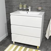 Тумба Эстет ФР-00009967 Bali New с раковиной 80х45 см, напольный, 3 ящика, белая