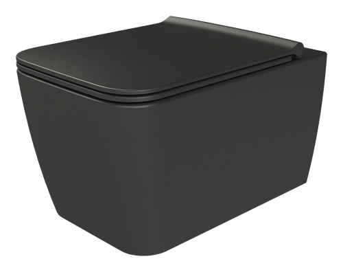 Подвесной унитаз с крышкой  Boheme Zen 967-SET-B черный матовый