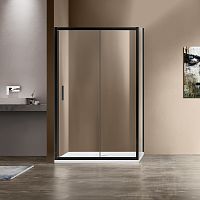 Душевой уголок Vincea VSR-1G9014CLB Garda, 140х90 см, профиль черный/стекло прозрачное