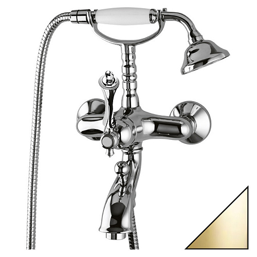 Смеситель Cezares MARGOT-VDM-03,24-M для ванны, с ручным душем, золото 24 карат,ручки металл