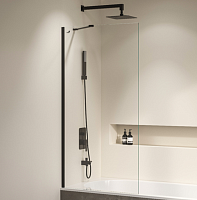 Сет №1436_351115109-14, Шторка на ванну, черный/прозрачное